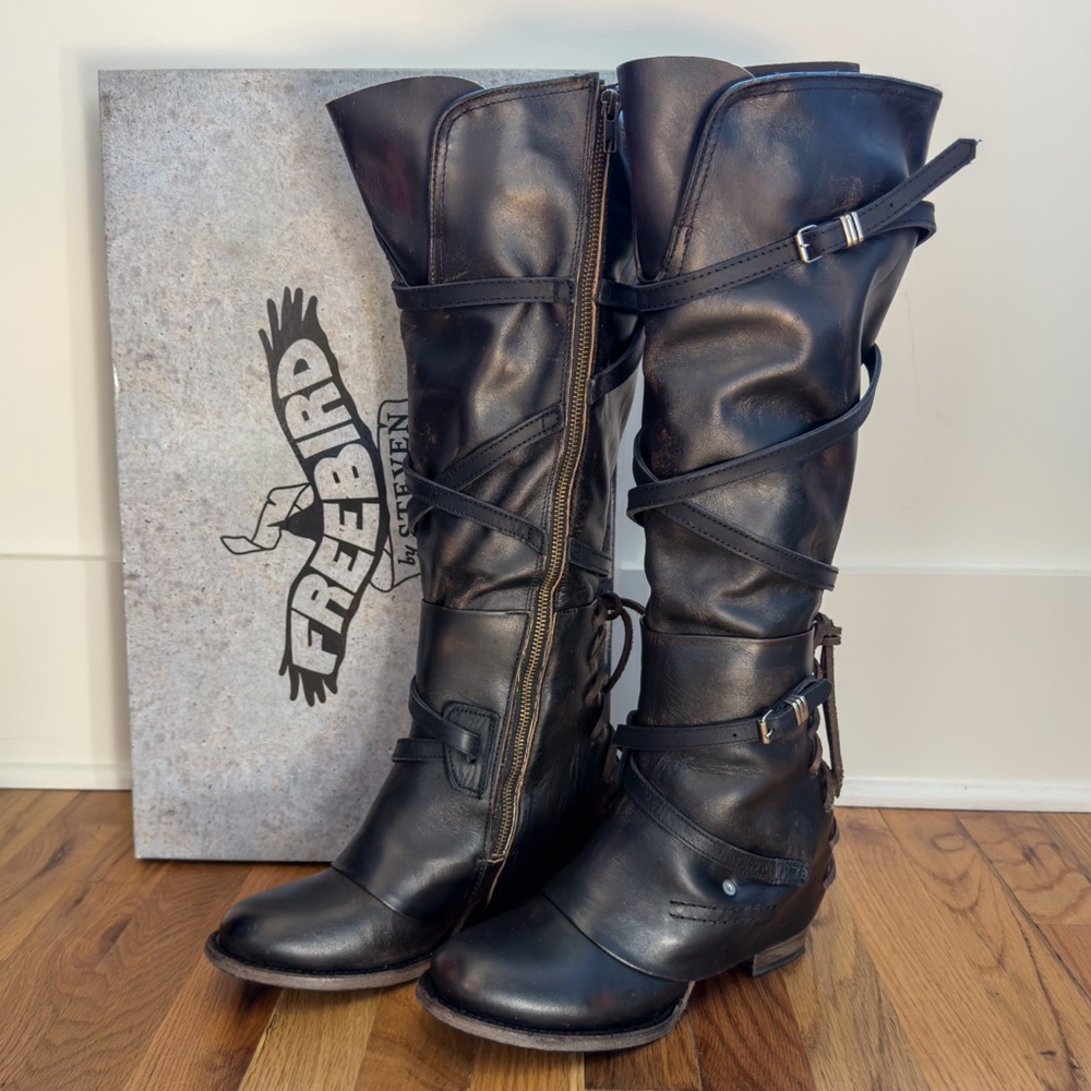 Freebird by Steven  Cassius Dark Leather Boots